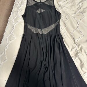 Sparkle & Fade Black Backless Dress with Mesh Accents